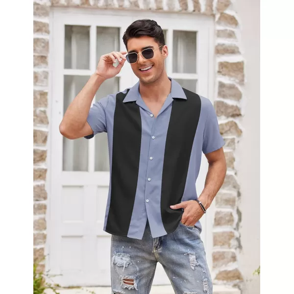 COOFANDY Men's Vintage Bowling Shirt Short Sleeve Button Down Summer Cuba Beach Shirts
