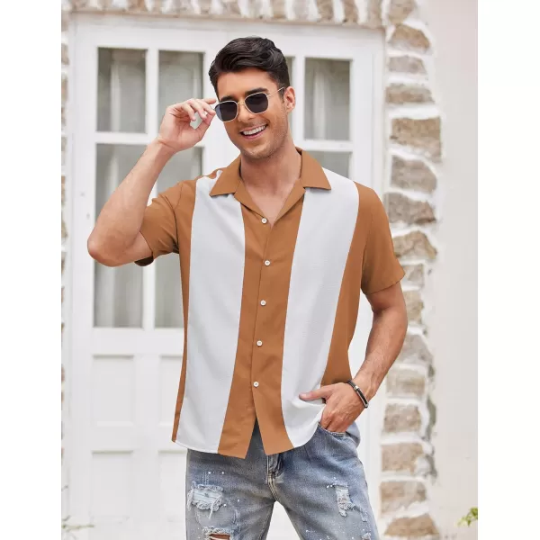 COOFANDY Men's Vintage Bowling Shirt Short Sleeve Button Down Summer Cuba Beach Shirts