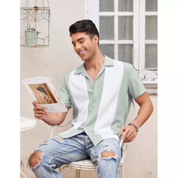 COOFANDY Men's Vintage Bowling Shirt Short Sleeve Button Down Summer Cuba Beach Shirts