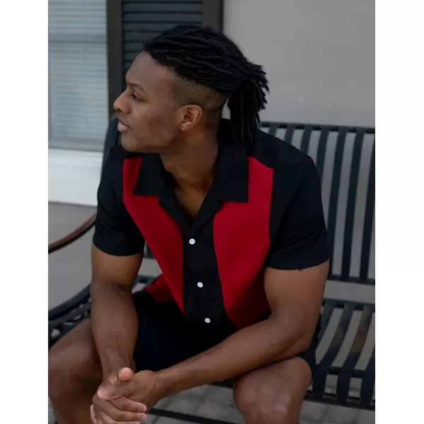 COOFANDY Men's Vintage Bowling Shirt Short Sleeve Button Down Summer Cuba Beach Shirts