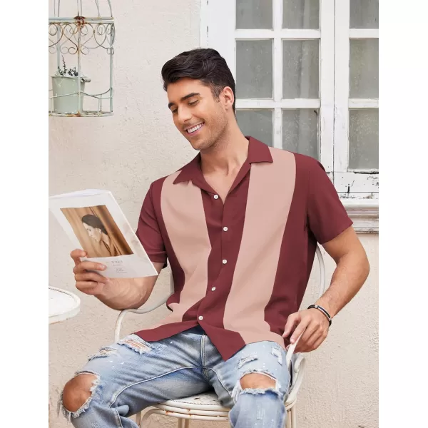 COOFANDY Men's Vintage Bowling Shirt Short Sleeve Button Down Summer Cuba Beach Shirts