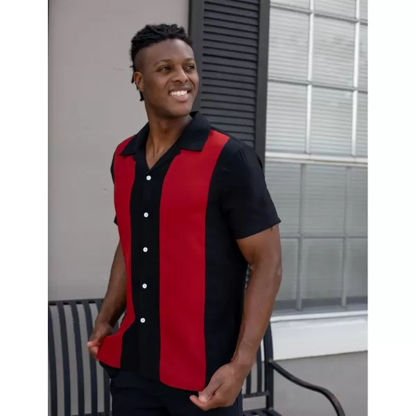 COOFANDY Men's Vintage Bowling Shirt Short Sleeve Button Down Summer Cuba Beach Shirts