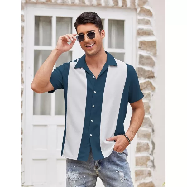 COOFANDY Men's Vintage Bowling Shirt Short Sleeve Button Down Summer Cuba Beach Shirts