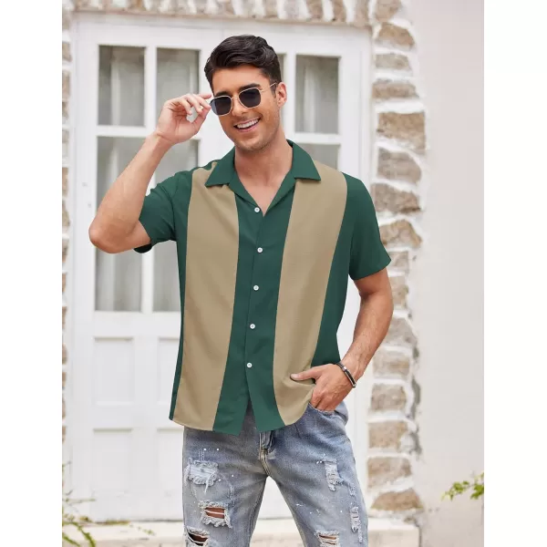 COOFANDY Men's Vintage Bowling Shirt Short Sleeve Button Down Summer Cuba Beach Shirts