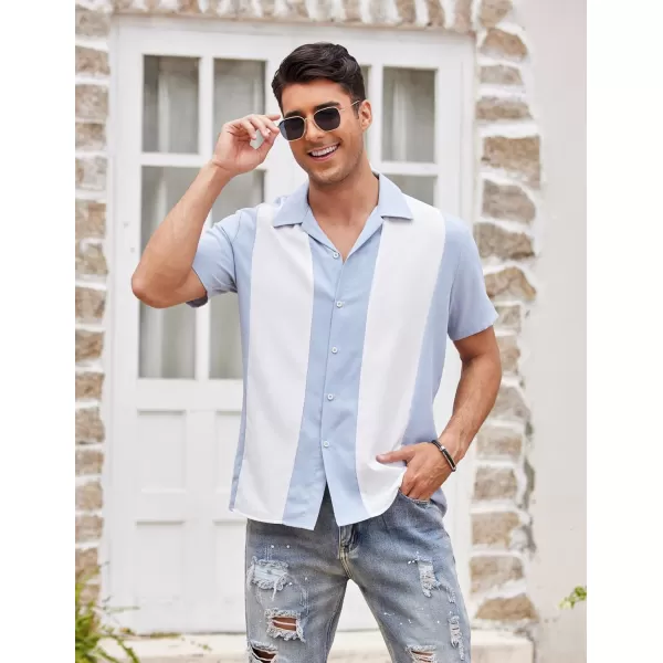 COOFANDY Men's Vintage Bowling Shirt Short Sleeve Button Down Summer Cuba Beach Shirts