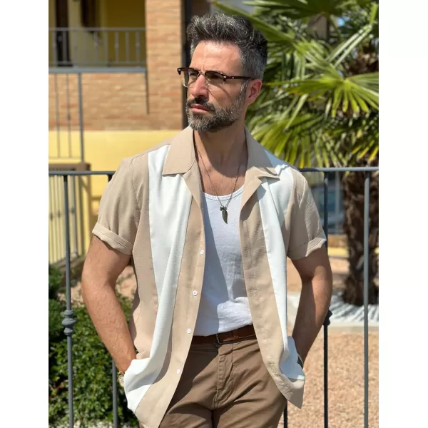 COOFANDY Men's Vintage Bowling Shirt Short Sleeve Button Down Summer Cuba Beach Shirts