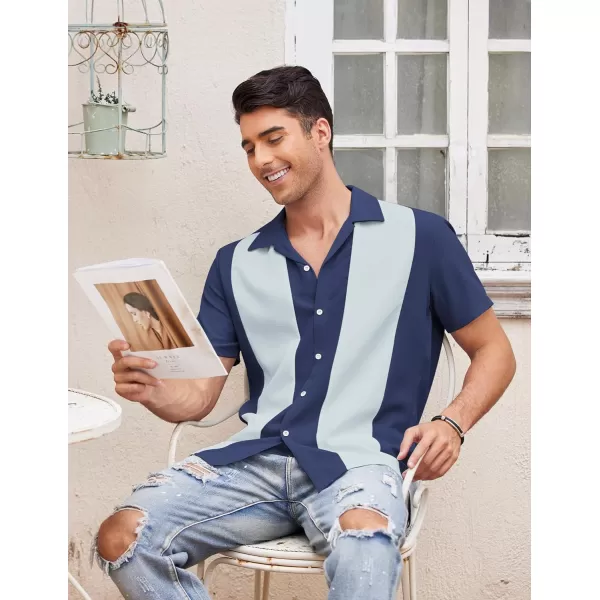 COOFANDY Men's Vintage Bowling Shirt Short Sleeve Button Down Summer Cuba Beach Shirts