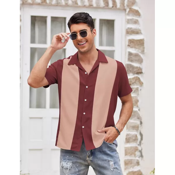 COOFANDY Men's Vintage Bowling Shirt Short Sleeve Button Down Summer Cuba Beach Shirts