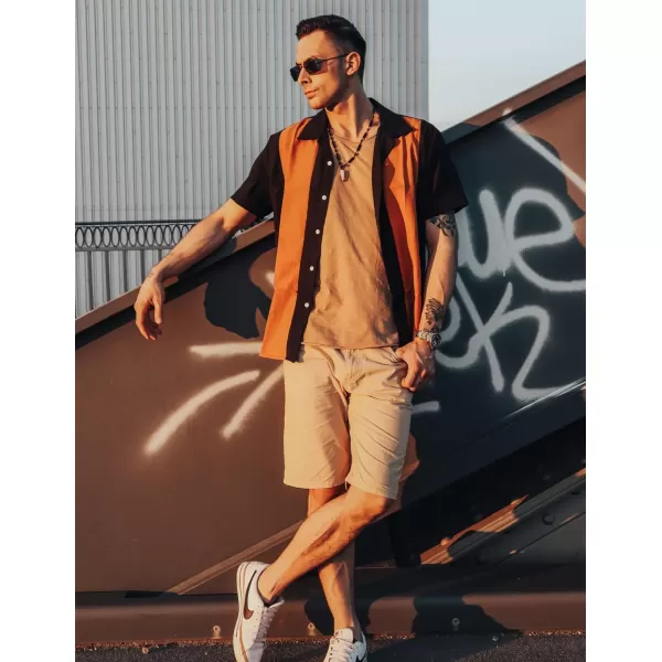COOFANDY Men's Vintage Bowling Shirt Short Sleeve Button Down Summer Cuba Beach Shirts