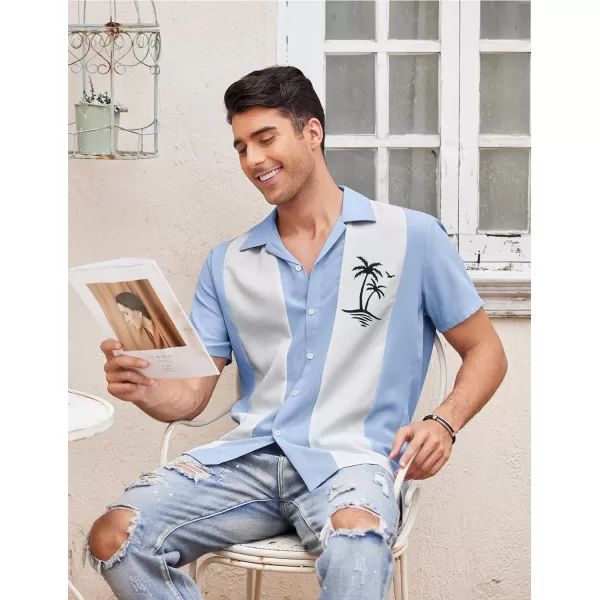COOFANDY Men's Vintage Bowling Shirt Short Sleeve Button Down Summer Cuba Beach Shirts