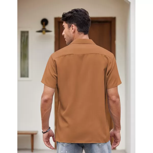 COOFANDY Men's Vintage Bowling Shirt Short Sleeve Button Down Summer Cuba Beach Shirts