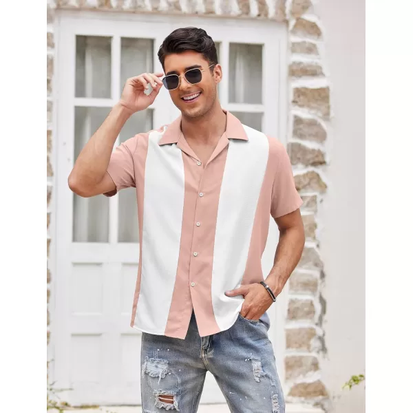 COOFANDY Men's Vintage Bowling Shirt Short Sleeve Button Down Summer Cuba Beach Shirts