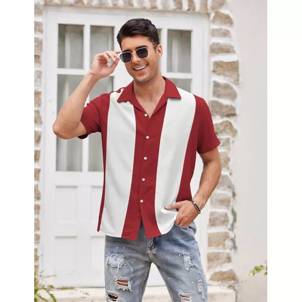 COOFANDY Men's Vintage Bowling Shirt Short Sleeve Button Down Summer Cuba Beach Shirts