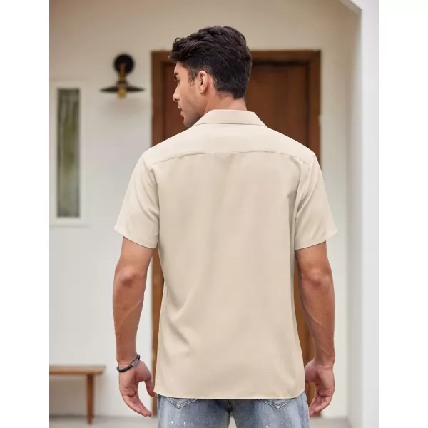 COOFANDY Men's Vintage Bowling Shirt Short Sleeve Button Down Summer Cuba Beach Shirts