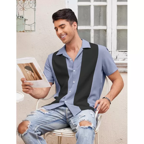 COOFANDY Men's Vintage Bowling Shirt Short Sleeve Button Down Summer Cuba Beach Shirts