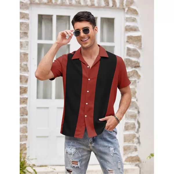 COOFANDY Men's Vintage Bowling Shirt Short Sleeve Button Down Summer Cuba Beach Shirts