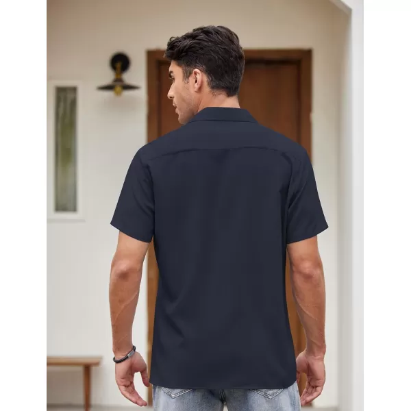 COOFANDY Men's Vintage Bowling Shirt Short Sleeve Button Down Summer Cuba Beach Shirts