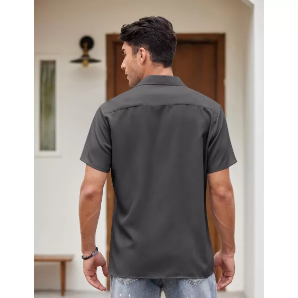 COOFANDY Men's Vintage Bowling Shirt Short Sleeve Button Down Summer Cuba Beach Shirts