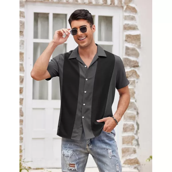 COOFANDY Men's Vintage Bowling Shirt Short Sleeve Button Down Summer Cuba Beach Shirts