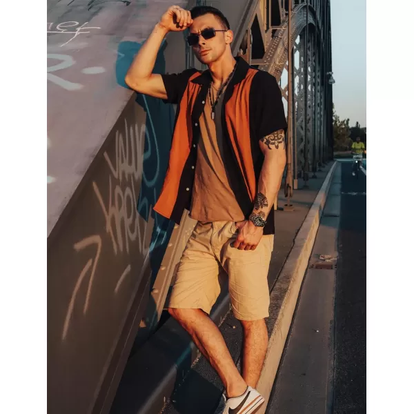 COOFANDY Men's Vintage Bowling Shirt Short Sleeve Button Down Summer Cuba Beach Shirts