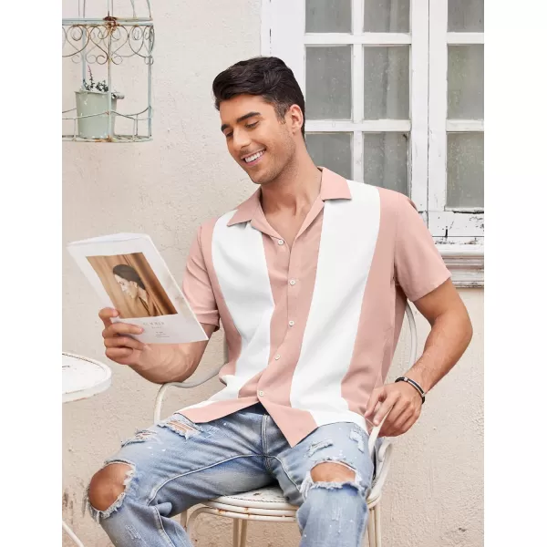 COOFANDY Men's Vintage Bowling Shirt Short Sleeve Button Down Summer Cuba Beach Shirts