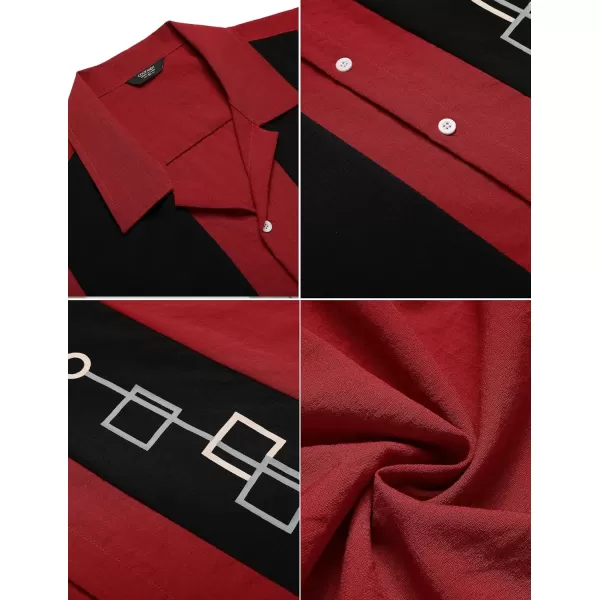 COOFANDY Men's Vintage Bowling Shirt Short Sleeve Button Down Summer Cuba Beach Shirts