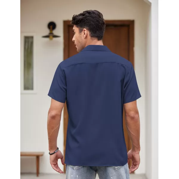 COOFANDY Men's Vintage Bowling Shirt Short Sleeve Button Down Summer Cuba Beach Shirts