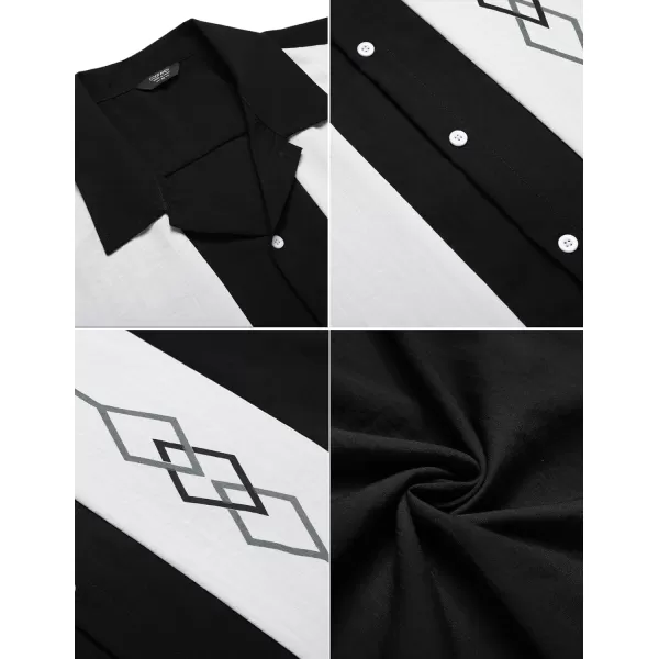 COOFANDY Men's Vintage Bowling Shirt Short Sleeve Button Down Summer Cuba Beach Shirts