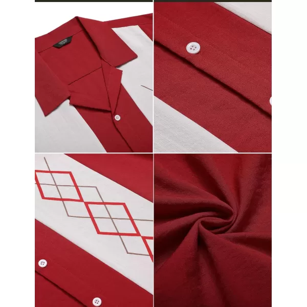 COOFANDY Men's Vintage Bowling Shirt Short Sleeve Button Down Summer Cuba Beach Shirts