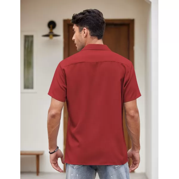 COOFANDY Men's Vintage Bowling Shirt Short Sleeve Button Down Summer Cuba Beach Shirts