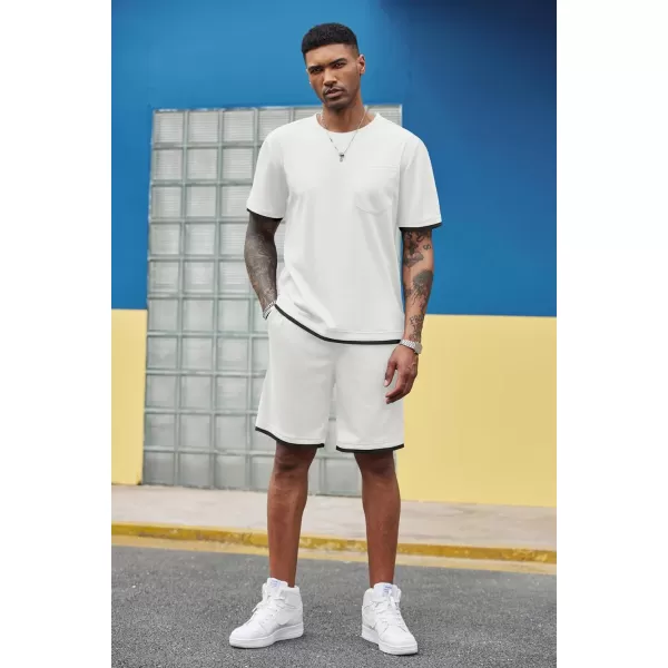 COOFANDY Men's Waffle Shirt and Shorts Set 2 Piece Outfits Casual Summer Tracksuits Set with Pockets