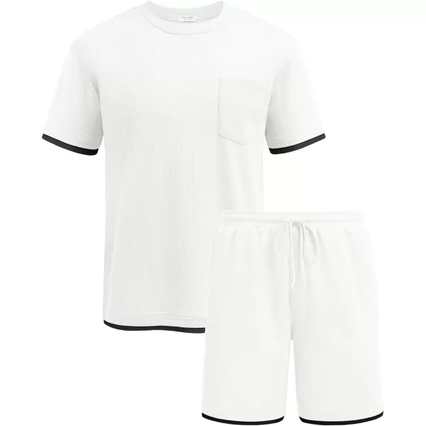 COOFANDY Men's Waffle Shirt and Shorts Set 2 Piece Outfits Casual Summer Tracksuits Set with Pockets