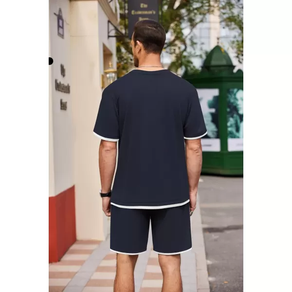 COOFANDY Men's Waffle Shirt and Shorts Set 2 Piece Outfits Casual Summer Tracksuits Set with Pockets