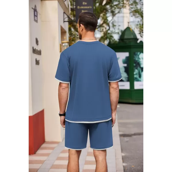COOFANDY Men's Waffle Shirt and Shorts Set 2 Piece Outfits Casual Summer Tracksuits Set with Pockets