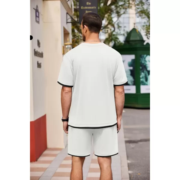 COOFANDY Men's Waffle Shirt and Shorts Set 2 Piece Outfits Casual Summer Tracksuits Set with Pockets