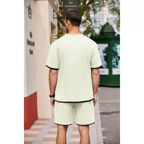 COOFANDY Men's Waffle Shirt and Shorts Set 2 Piece Outfits Casual Summer Tracksuits Set with Pockets