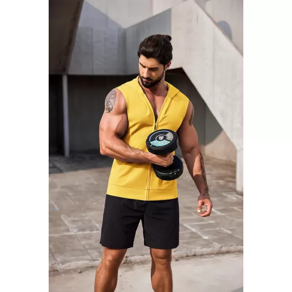 COOFANDY Men's Workout Hooded Tank Tops 2 Pack Zip Up Sleeveless Gym Shirts Muscle Cut Off T Shirt Bodybuilding Hoodies