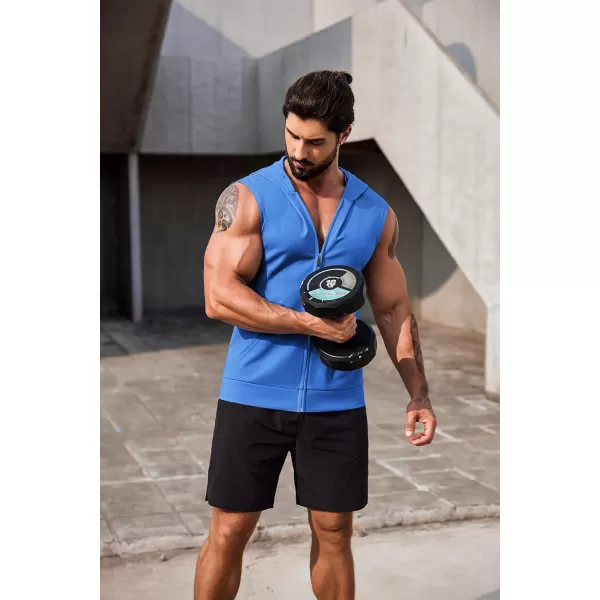 COOFANDY Men's Workout Hooded Tank Tops 2 Pack Zip Up Sleeveless Gym Shirts Muscle Cut Off T Shirt Bodybuilding Hoodies