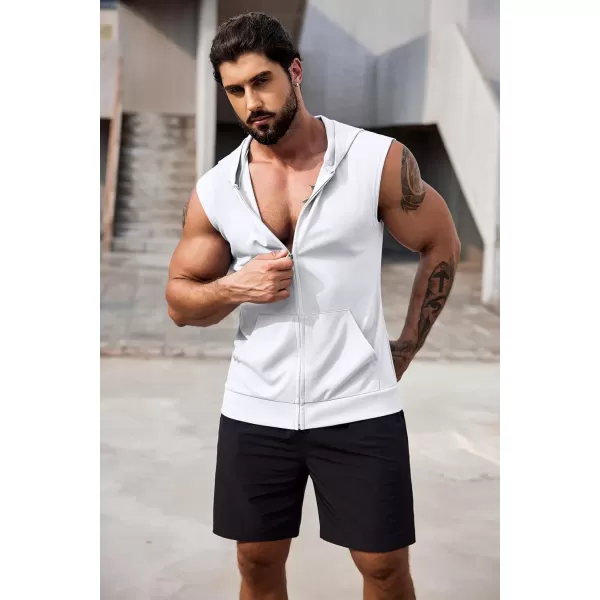 COOFANDY Men's Workout Hooded Tank Tops 2 Pack Zip Up Sleeveless Gym Shirts Muscle Cut Off T Shirt Bodybuilding Hoodies