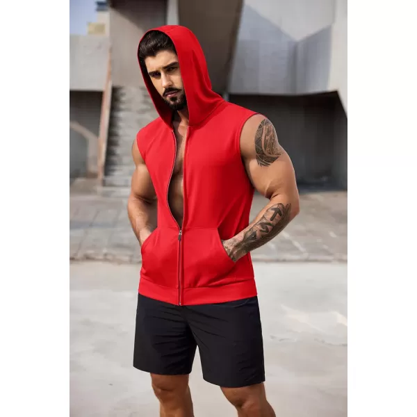 COOFANDY Men's Workout Hooded Tank Tops 2 Pack Zip Up Sleeveless Gym Shirts Muscle Cut Off T Shirt Bodybuilding Hoodies)