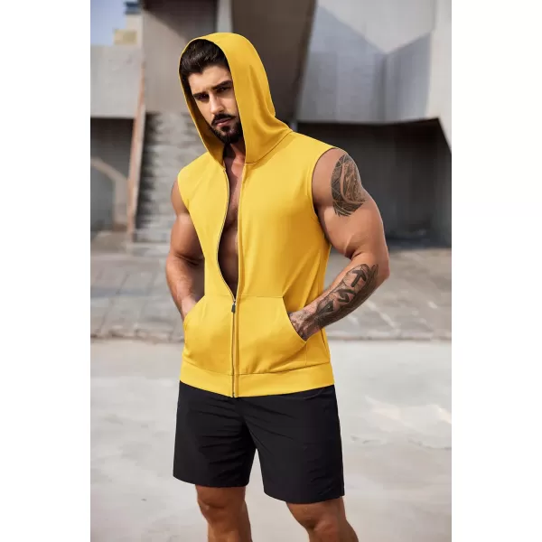 COOFANDY Men's Workout Hooded Tank Tops 2 Pack Zip Up Sleeveless Gym Shirts Muscle Cut Off T Shirt Bodybuilding Hoodies