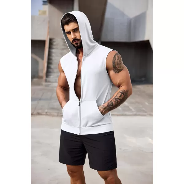 COOFANDY Men's Workout Hooded Tank Tops 2 Pack Zip Up Sleeveless Gym Shirts Muscle Cut Off T Shirt Bodybuilding Hoodies