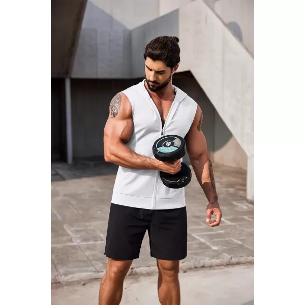 COOFANDY Men's Workout Hooded Tank Tops 2 Pack Zip Up Sleeveless Gym Shirts Muscle Cut Off T Shirt Bodybuilding Hoodies