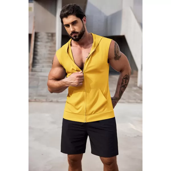 COOFANDY Men's Workout Hooded Tank Tops 2 Pack Zip Up Sleeveless Gym Shirts Muscle Cut Off T Shirt Bodybuilding Hoodies