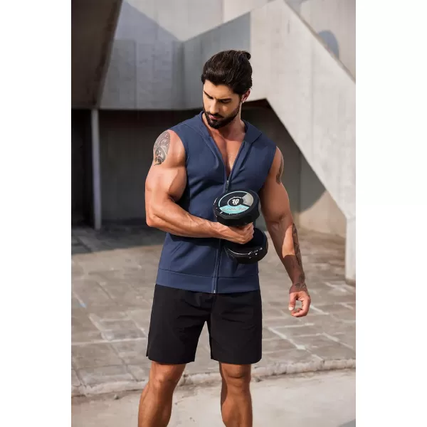 COOFANDY Men's Workout Hooded Tank Tops 2 Pack Zip Up Sleeveless Gym Shirts Muscle Cut Off T Shirt Bodybuilding Hoodies)