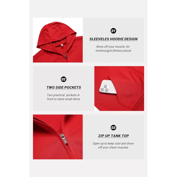 COOFANDY Men's Workout Hooded Tank Tops 2 Pack Zip Up Sleeveless Gym Shirts Muscle Cut Off T Shirt Bodybuilding Hoodies)