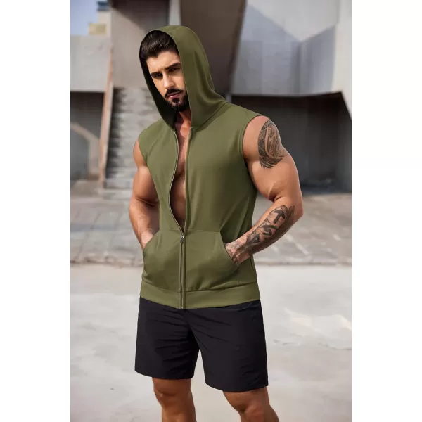 COOFANDY Men's Workout Hooded Tank Tops 2 Pack Zip Up Sleeveless Gym Shirts Muscle Cut Off T Shirt Bodybuilding Hoodies)