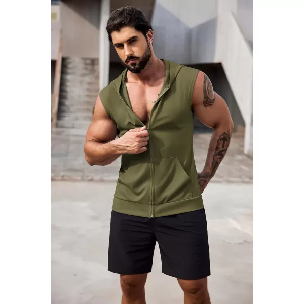 COOFANDY Men's Workout Hooded Tank Tops 2 Pack Zip Up Sleeveless Gym Shirts Muscle Cut Off T Shirt Bodybuilding Hoodies)