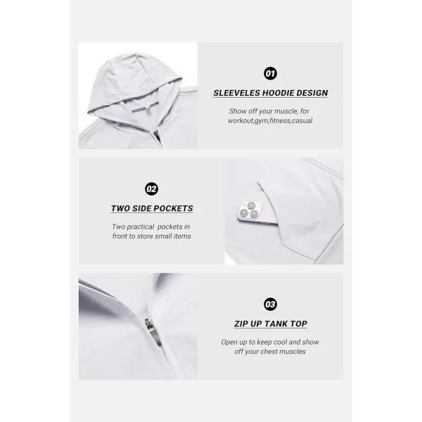 COOFANDY Men's Workout Hooded Tank Tops 2 Pack Zip Up Sleeveless Gym Shirts Muscle Cut Off T Shirt Bodybuilding Hoodies