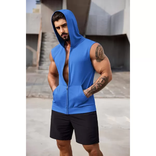 COOFANDY Men's Workout Hooded Tank Tops 2 Pack Zip Up Sleeveless Gym Shirts Muscle Cut Off T Shirt Bodybuilding Hoodies